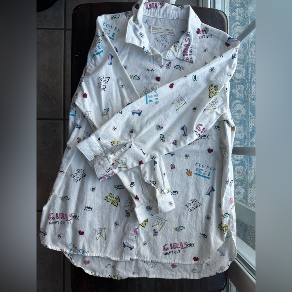 Zara kids: casual shirt with fun prints (barely used)
